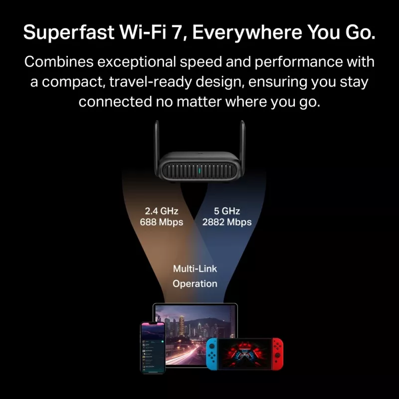 TP-Link BE3600 Wi-Fi 7 bezdrôtový router 2.5 Gigabit Ethernet Dual-Band (2,4 GHz / 5 GHz) čierny