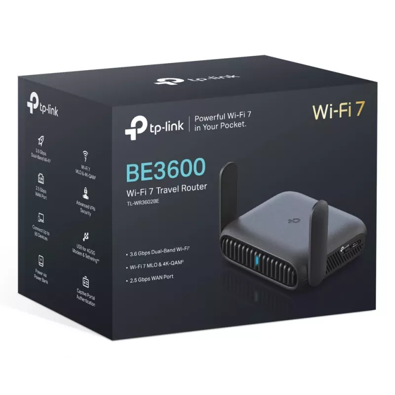 TP-Link BE3600 Wi-Fi 7 bezdrôtový router 2.5 Gigabit Ethernet Dual-Band (2,4 GHz / 5 GHz) čierny