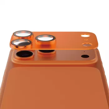 Ochrana fotoaparátu PanzerGlass Fender pre iPhone 17 Pro — silikón, Cosmic Orange, odolná proti poškriabaniu a nárazom