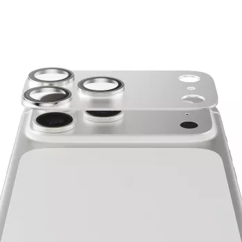 PanzerGlass Fender ochrana fotoaparátu pre iPhone 17 Pro Max — silikón, strieborná, odolná proti poškriabaniu a nárazom