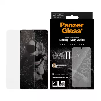 Ochrana obrazovky PanzerGlass Ceramic pre Samsung Galaxy S26 Ultra — tvrdené sklo, Ultra-Wide Fit, EasyAligner, transparentná