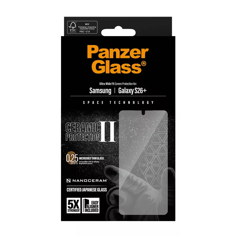 PanzerGlass ® Ceramic Screen Protector Samsung Galaxy S26+ | Ultra-Wide Fit s EasyAligner
