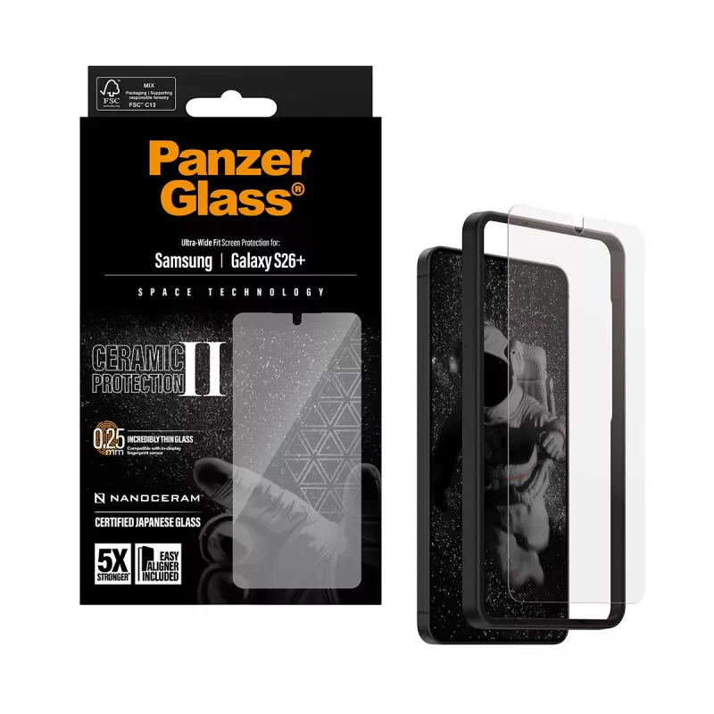 PanzerGlass ® Ceramic Screen Protector Samsung Galaxy S26+ | Ultra-Wide Fit s EasyAligner