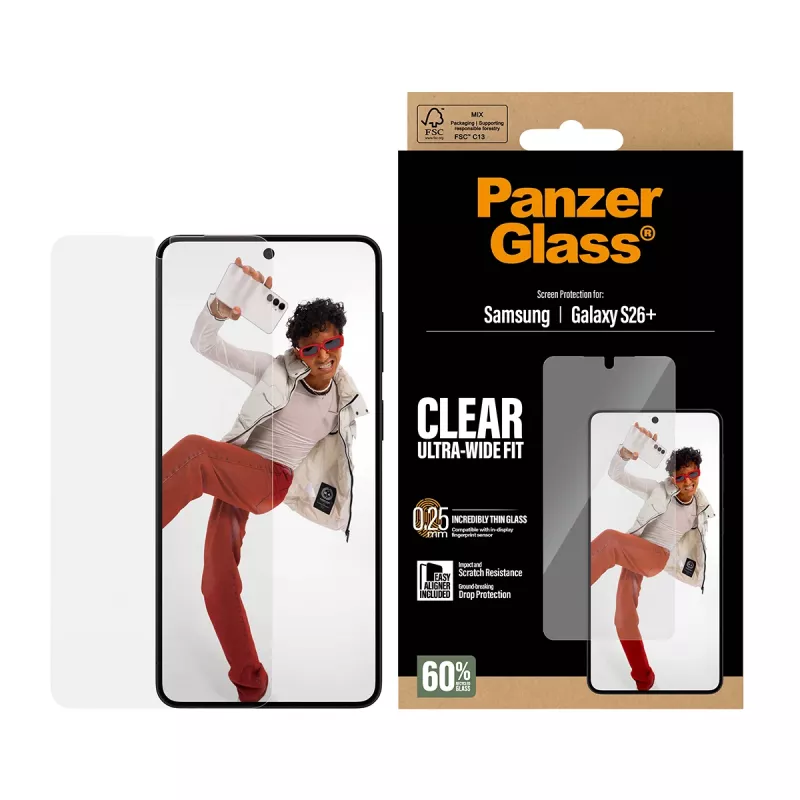 Tvrdená ochrana displeja PanzerGlass pre Samsung Galaxy S26+ – U-Wide Fit s EasyAligner
