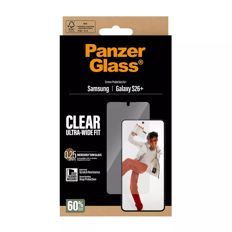 Tvrdená ochrana displeja PanzerGlass pre Samsung Galaxy S26+ – U-Wide Fit s EasyAligner