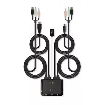 Lindy 2 Port HDMI 18G, USB Type-C, USB 2.0 a audio kábel KVM switch