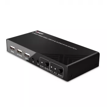 Lindy 2 Port HDMI 4K60, USB 2.0 a audio KVM switch, 4096 x 2160 pixelov, 4K Ultra HD, čierna