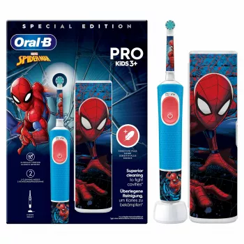 Oral-B Vitality Pro Kids Spiderman, elektrická detská zubná kefka modrá, červená