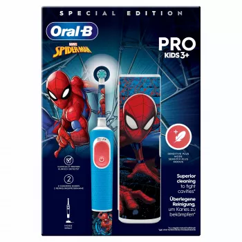 Oral-B Vitality Pro Kids Spiderman, elektrická detská zubná kefka modrá, červená