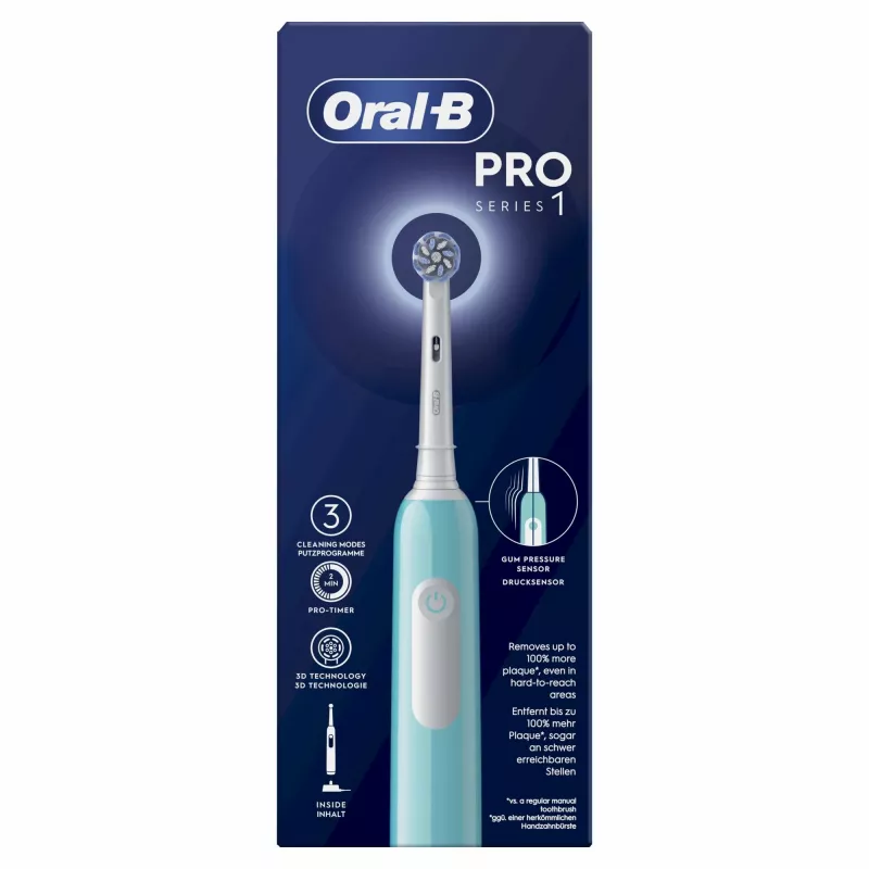 Oral-B Pro 1 Sensitive Clean, elektrická zubná kefka pre dospelých, rotačno-oscilačná, modrá