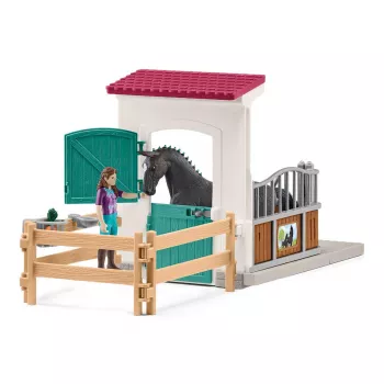 Sada hračkárskeho boxu pre kone Schleich HORSE CLUB s figúrkou Lisy a koňom Storm, hračkárska sada farma, odporúčaný vek 5–12