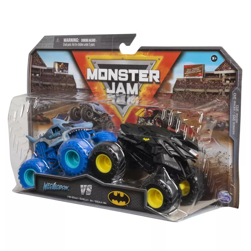 Monster Jam, oficiálne lisované monštrum trucky Batman vs. Megalodon, mierka 1:64, hračka pre chlapcov od 3 rokov
