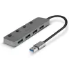 Lindy 4-portový USB 3.0 hub s vypínačmi