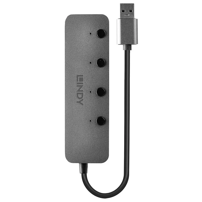 Lindy 4-portový USB 3.0 hub s vypínačmi