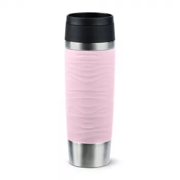 Cestovný hrnček EMSA Travel Mug Waves Grande 500 ml ružový, nerezová oceľ