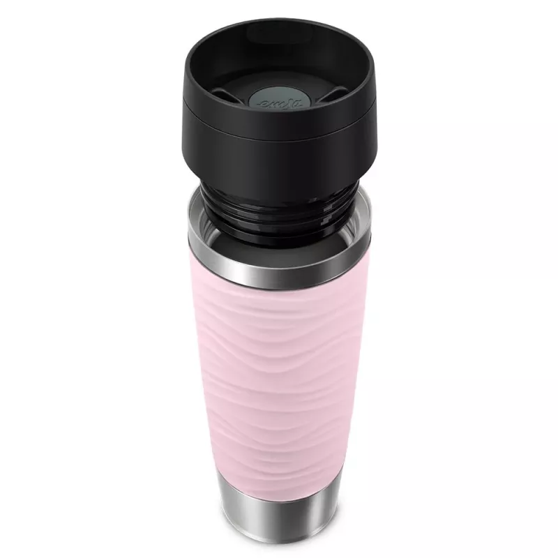 Cestovný hrnček EMSA Travel Mug Waves Grande 500 ml ružový, nerezová oceľ