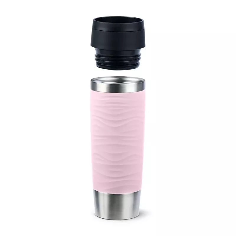 Cestovný hrnček EMSA Travel Mug Waves Grande 500 ml ružový, nerezová oceľ