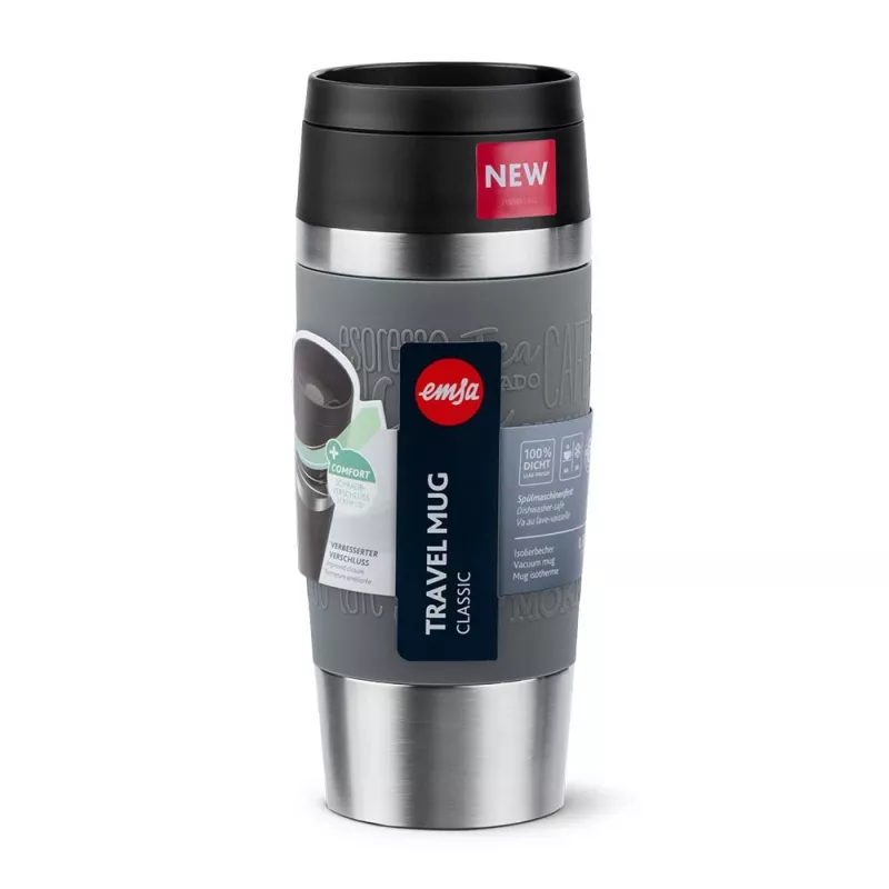 Cestovný hrnček EMSA Travel Mug Classic 360 ml sivý nerezový cestovný hrnček