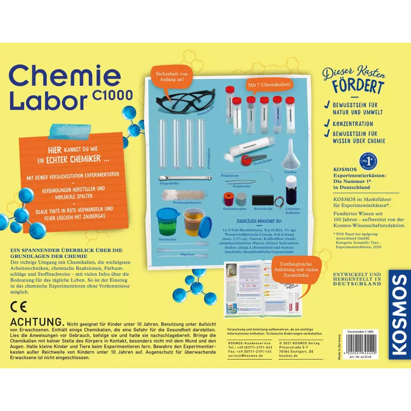 Kosmos Chemielabor C1000, experimentálna súprava, chémia, 10 rokov