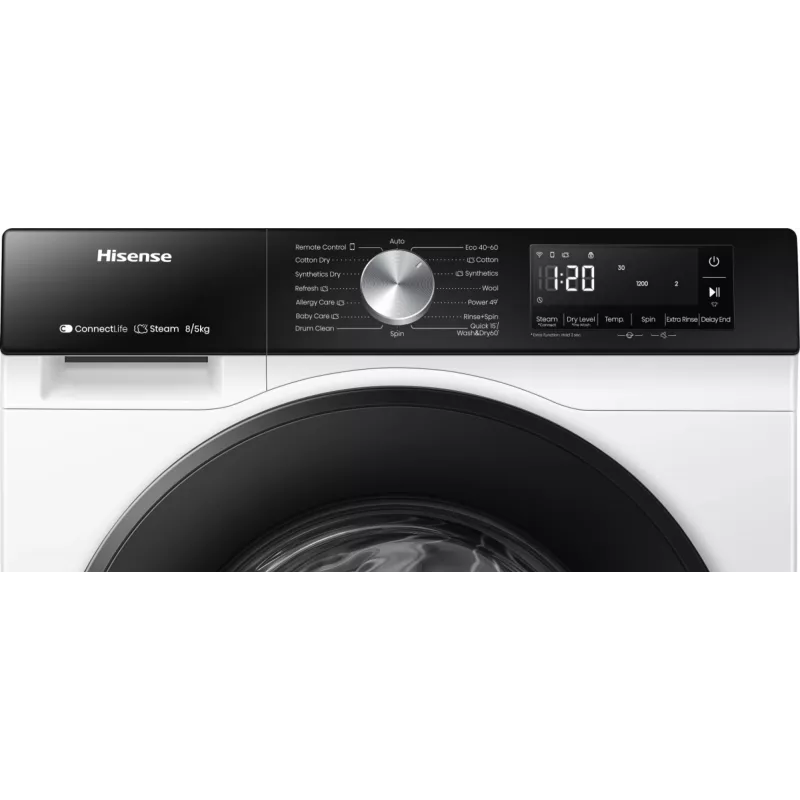 Hisense WD3S8043BW3 práčka so sušičkou voľne stojaca predné plnenie biela