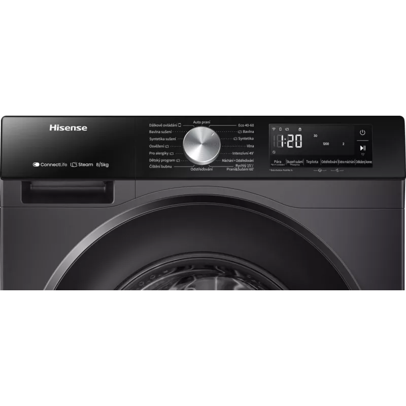 Hisense WD3S8043BB3 práčka so sušičkou voľne stojaca predné plnenie čierna