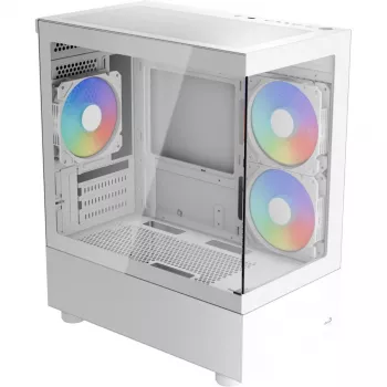 Skriňa typu tower pre PC AEROCOOL Viewport Mini-G-WT-v4 ARGB s dvoma tvrdenými sklenenými panelmi, biela