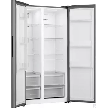 Gorenje Side by Side NRS917E41X SI, voľne stojaca, American Door, sivá, 2 dvere, Touch, LED