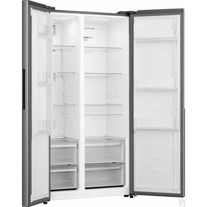 Gorenje Side by Side NRS917E41X SI, voľne stojaca, American Door, sivá, 2 dvere, Touch, LED