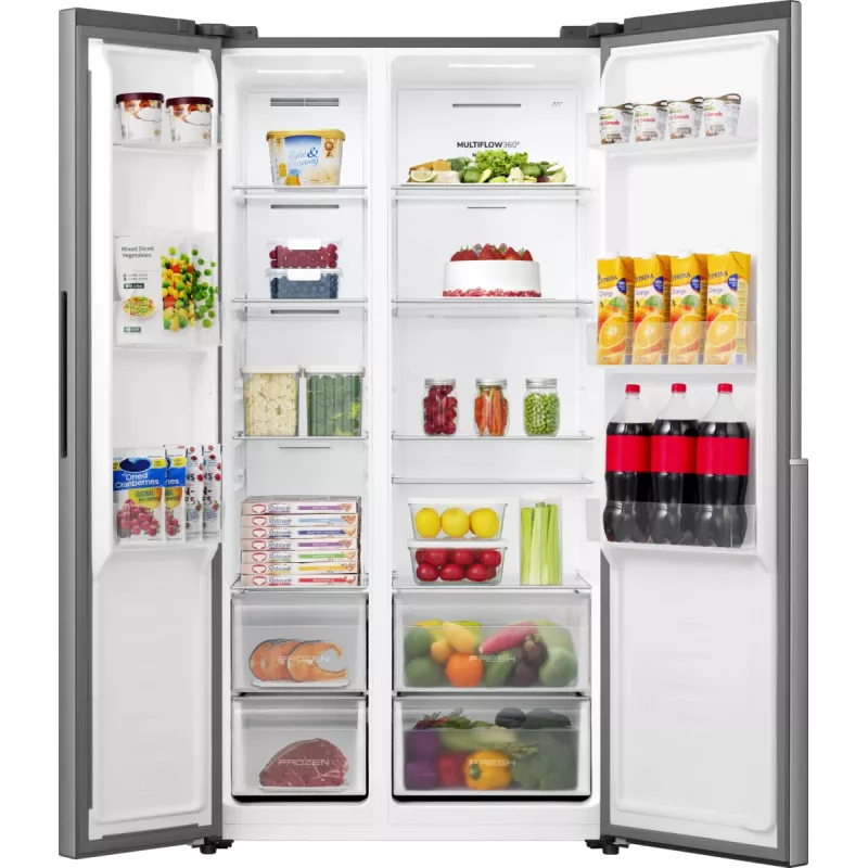 Gorenje Side by Side NRS917E41X SI, voľne stojaca, American Door, sivá, 2 dvere, Touch, LED