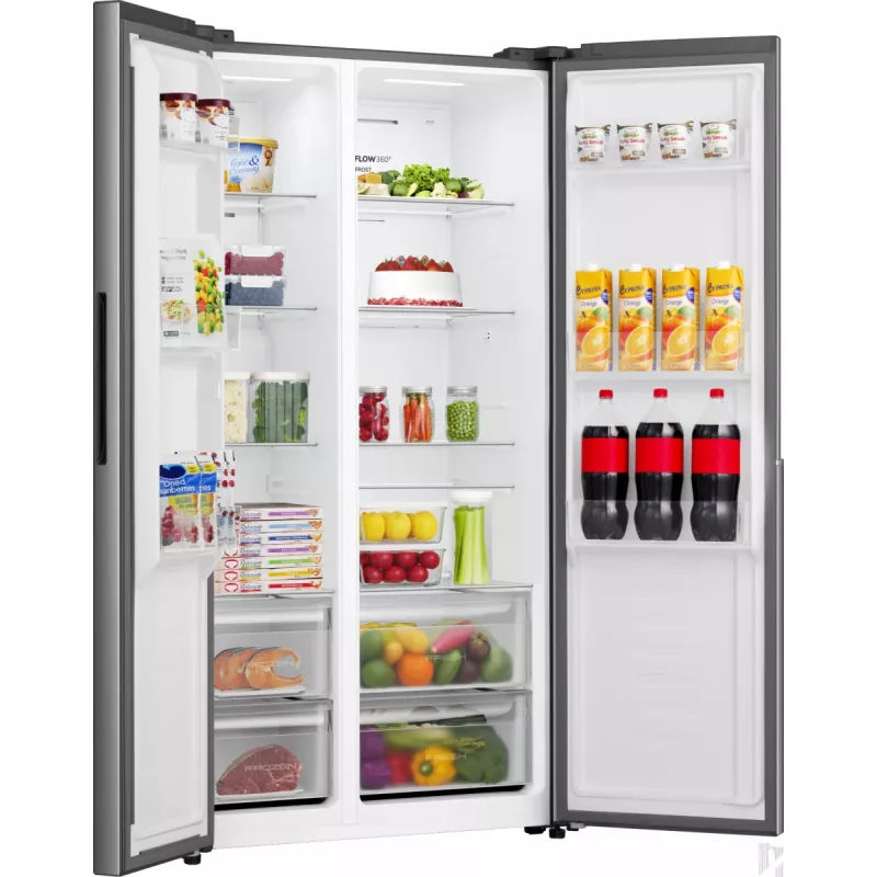 Gorenje Side by Side NRS917E41X SI, voľne stojaca, American Door, sivá, 2 dvere, Touch, LED