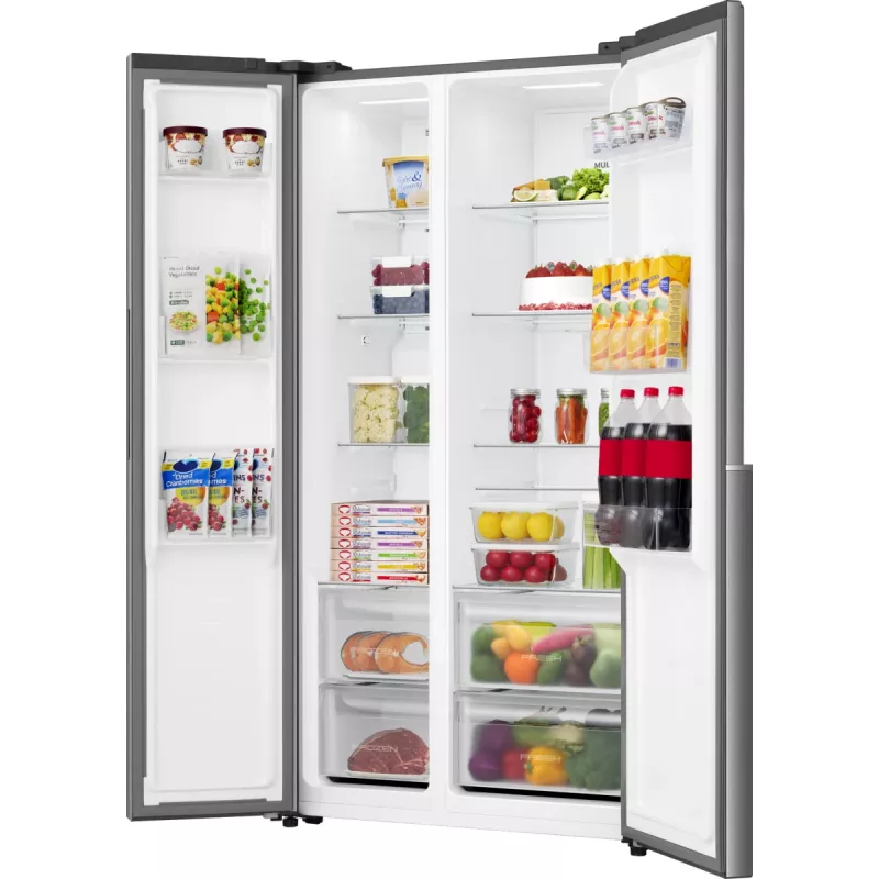 Gorenje Side by Side NRS917E41X SI, voľne stojaca, American Door, sivá, 2 dvere, Touch, LED