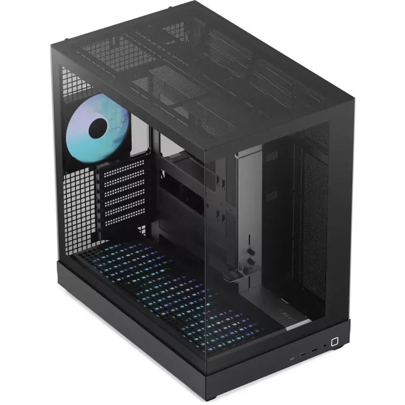 Skriňa tower APNX V2-F-BK-v1 s tromi tvrdenými sklenenými panelmi, čierna