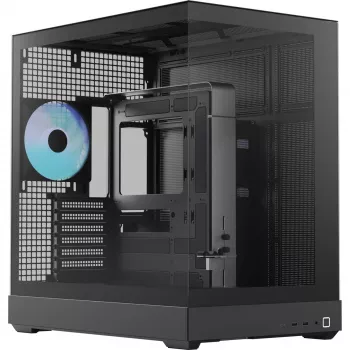 Skriňa tower APNX V2-F-BK-v1 s tromi tvrdenými sklenenými panelmi, čierna