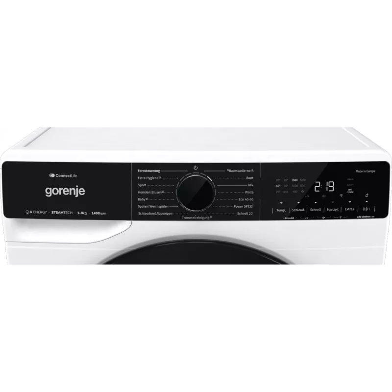 Gorenje WPNA84A2TS práčka s predným plnením 8 kg 1400 ot/min čierna, biela