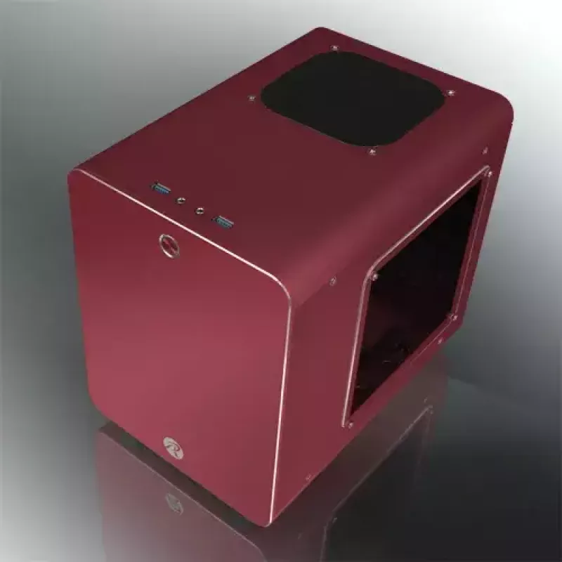 RAIJINTEK METIS PLUS Mini Tower PC skriňa červená — Mini-ITX, 1x 3,5-palcový slot, 4x 2,5-palcové sloty, 120-mm ventilátor
