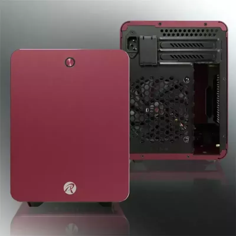 RAIJINTEK METIS PLUS Mini Tower PC skriňa červená — Mini-ITX, 1x 3,5-palcový slot, 4x 2,5-palcové sloty, 120-mm ventilátor