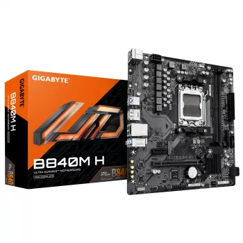 GIGABYTE B840M H základná doska - AMD Ryzen 9000 CPU, 5+2+2 fáz VRM, až do 7200 MHz DDR5 (OC), 1x PCIe 4.0 M.2, 1GbE LAN, USB 3.2 Gen 1