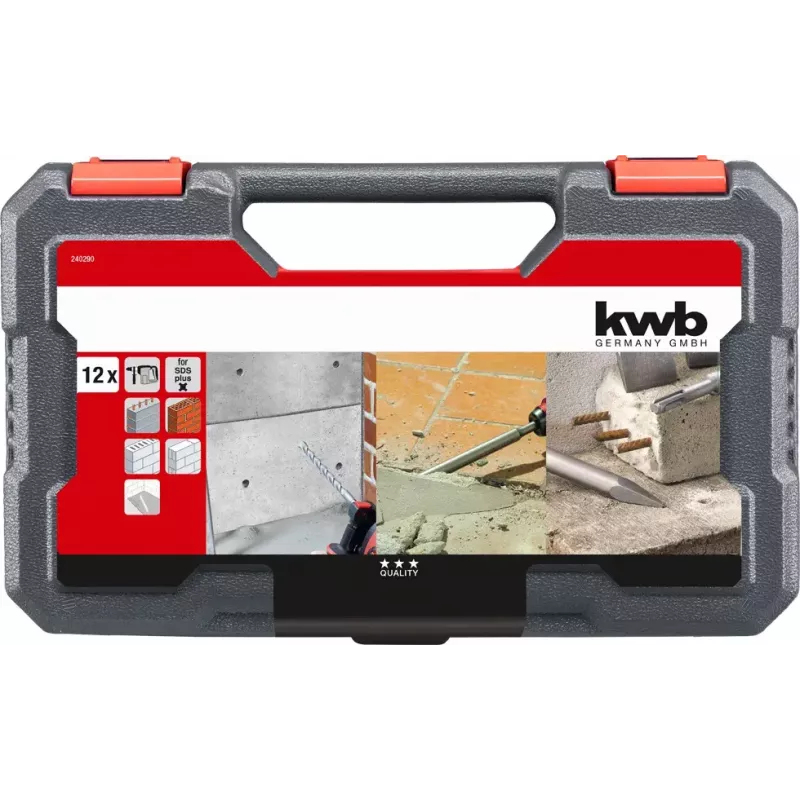 KWB 240290 Sada sekáčov a vrtákov SDS-plus, 12 ks, 5-16 mm