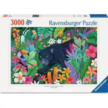 Ravensburger Puzzle Panther v rozkvitnutej džungli — 3000 dielikov, veľkoformátové voľnočasové puzzle