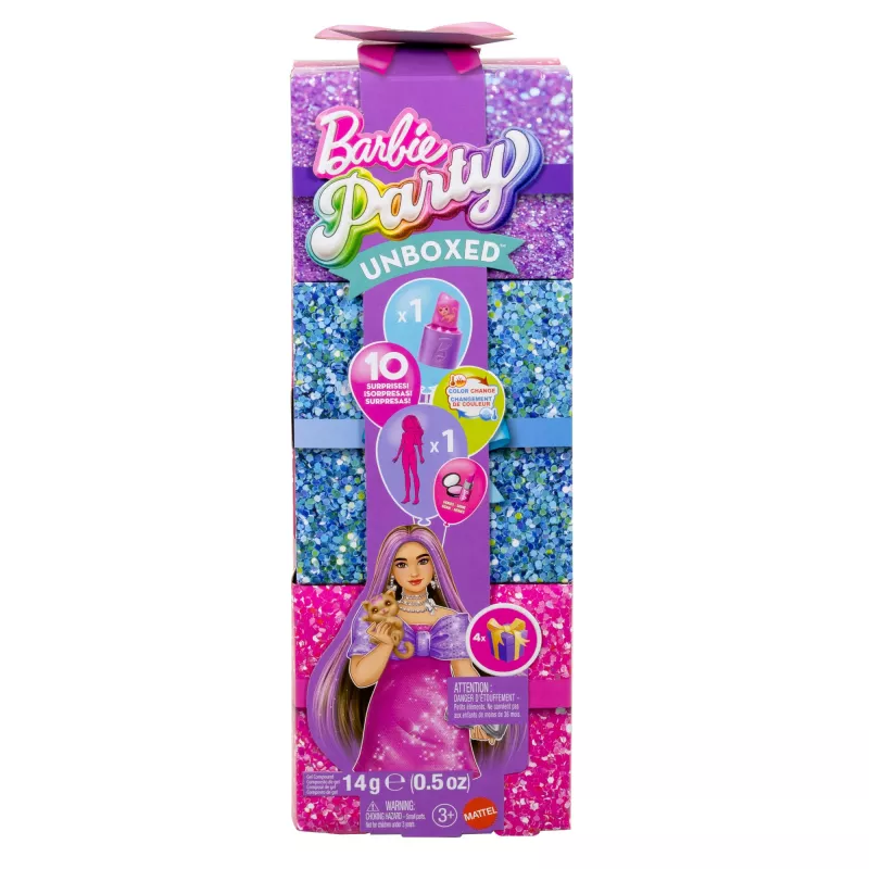 Sada bábik MATTEL Barbie Party Unboxed Reveal Set Curvy JFY67 – Curvy módne bábiky a doplnky