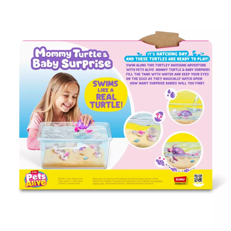 Zuru Pets Alive Mommy Turtle Surprise interaktívna hračka, viacfarebná, batéria LR44