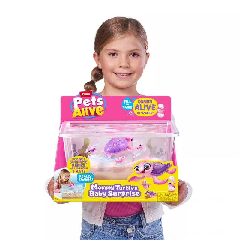 Zuru Pets Alive Mommy Turtle Surprise interaktívna hračka, viacfarebná, batéria LR44