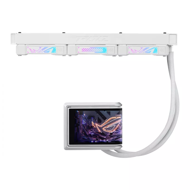 All-in-One kvapalinový chladič ASUS ROG RYUO IV 360 ARGB WHT – 360 mm radiátor, 120 mm ventilátor, biely