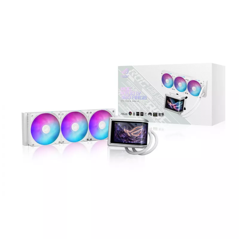 All-in-One kvapalinový chladič ASUS ROG RYUO IV 360 ARGB WHT – 360 mm radiátor, 120 mm ventilátor, biely