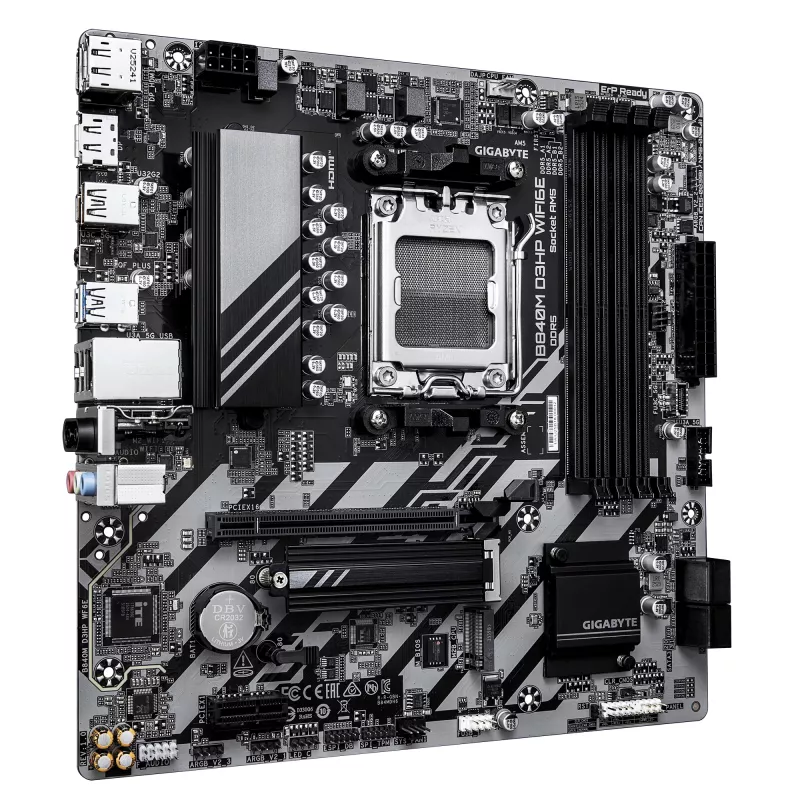 GIGABYTE B840M D3HP WIFI6E Micro ATX základná doska — AMD Socket AM5, B840, 4x DDR5 až do 8200MHz OC, 2x PCIe 4.0 M.2, Wi‑Fi 6E, 1GbE