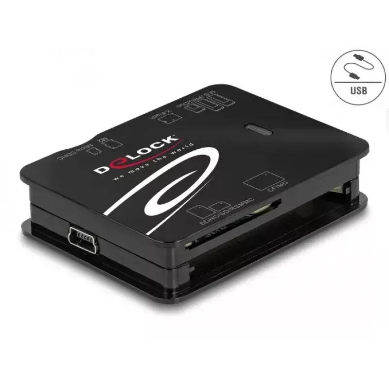 Čítačka kariet DeLOCK 91007 USB 2.0 čierna CF MMC MS MicroSD xD