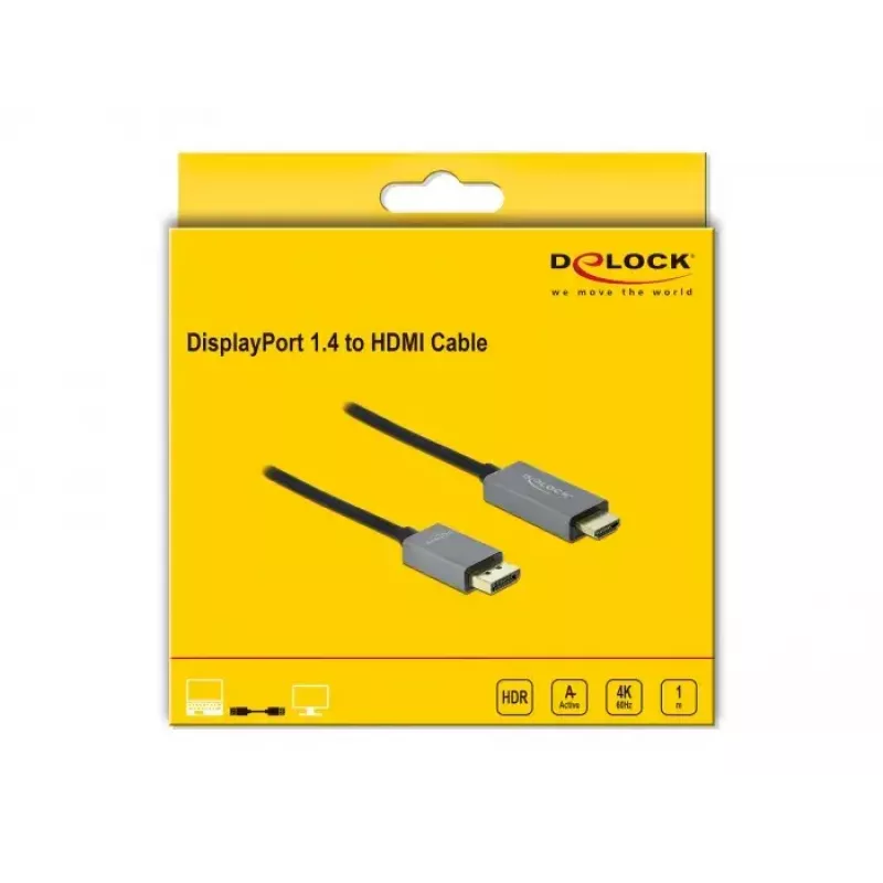 Aktívny DisplayPort 1.4 na HDMI kábel DeLOCK 85928 1m 4K 60Hz HDR