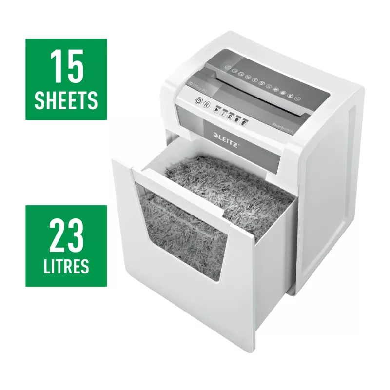 Leitz IQ Office skartovačka P4, krížový rez, 22,3 cm, 4 x 40 mm, 23 l, 225 listov, 55 dB