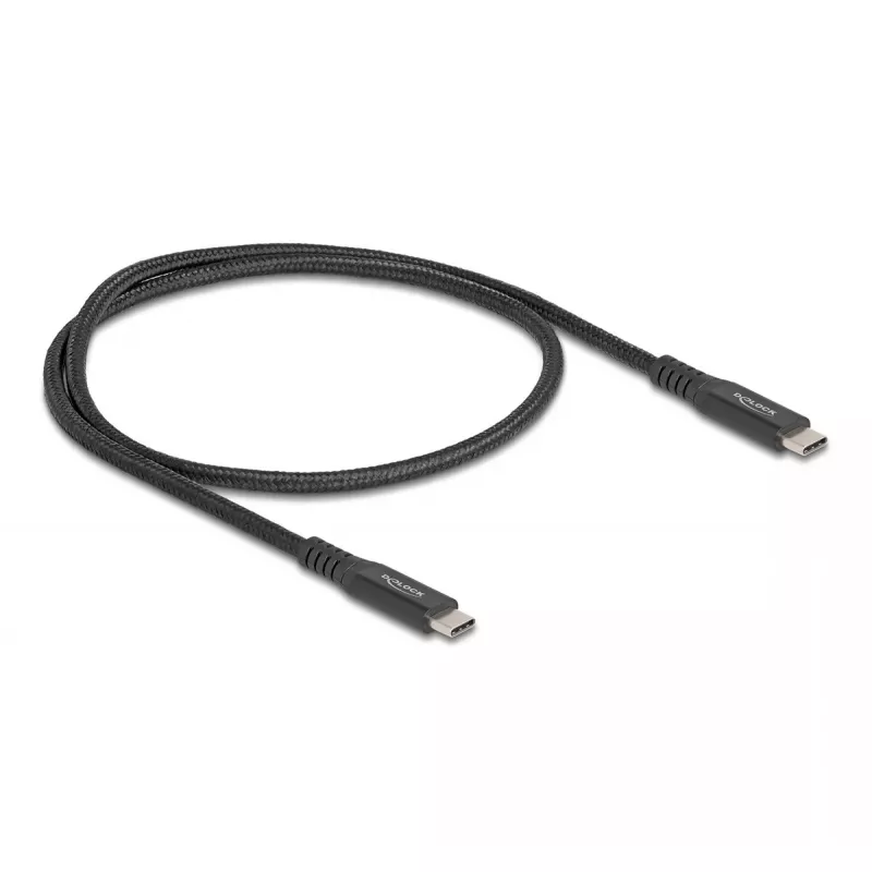 USB kábel DeLOCK USB Type-C konektor samec na konektor samec 20 Gbit/s 0,5 m čierny kov