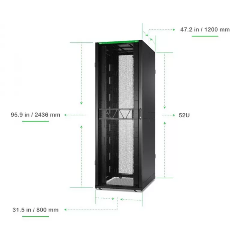 APC NetShelter SX, Server Rack skriňa, Gen 2, 52U, 2436H x 800B x 1200T mm, s bočnými stenami, čierna